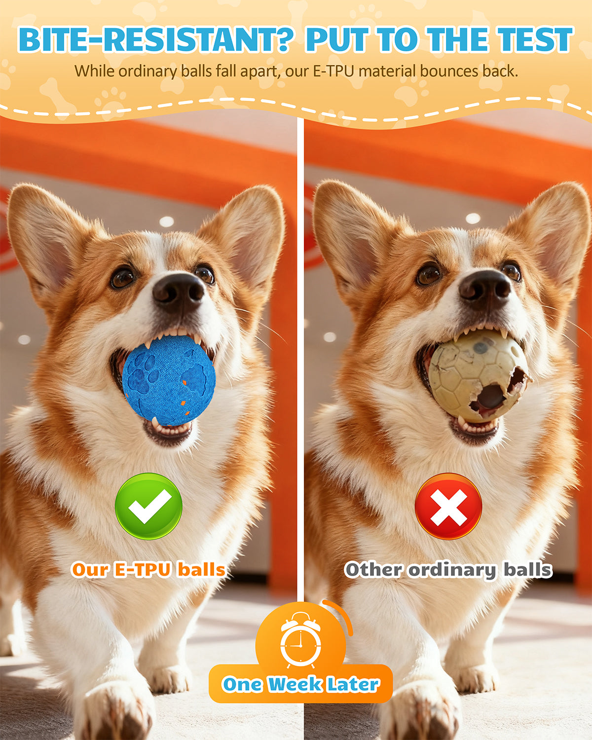 Smart Interactive Rolling Dog Ball with Auto Movement, 2 Play Modes & Smart Sensor - Durable E-TPU, IP54 Waterproof Pet Toy for Medium and Large Dogs, Low-Noise Design(Orange)