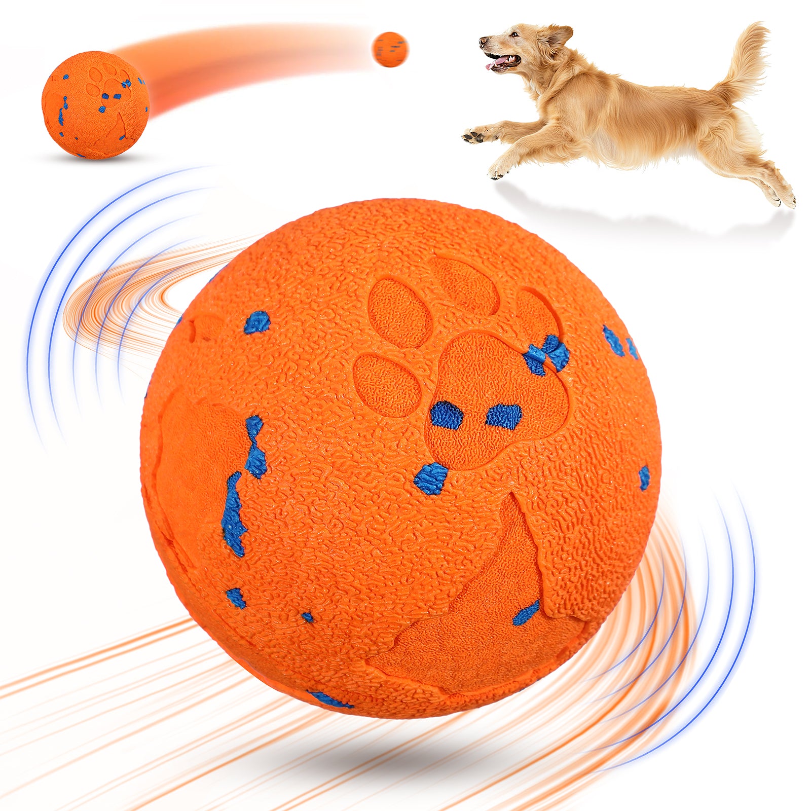 Smart Interactive Rolling Dog Ball with Auto Movement, 2 Play Modes & Smart Sensor - Durable E-TPU, IP54 Waterproof Pet Toy for Medium and Large Dogs, Low-Noise Design(Orange)