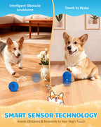 Smart Interactive Rolling Dog Ball with Auto Movement, 2 Play Modes & Smart Sensor - Durable E-TPU, IP54 Waterproof Pet Toy for Medium and Large Dogs, Low-Noise Design(Blue) bryxkla