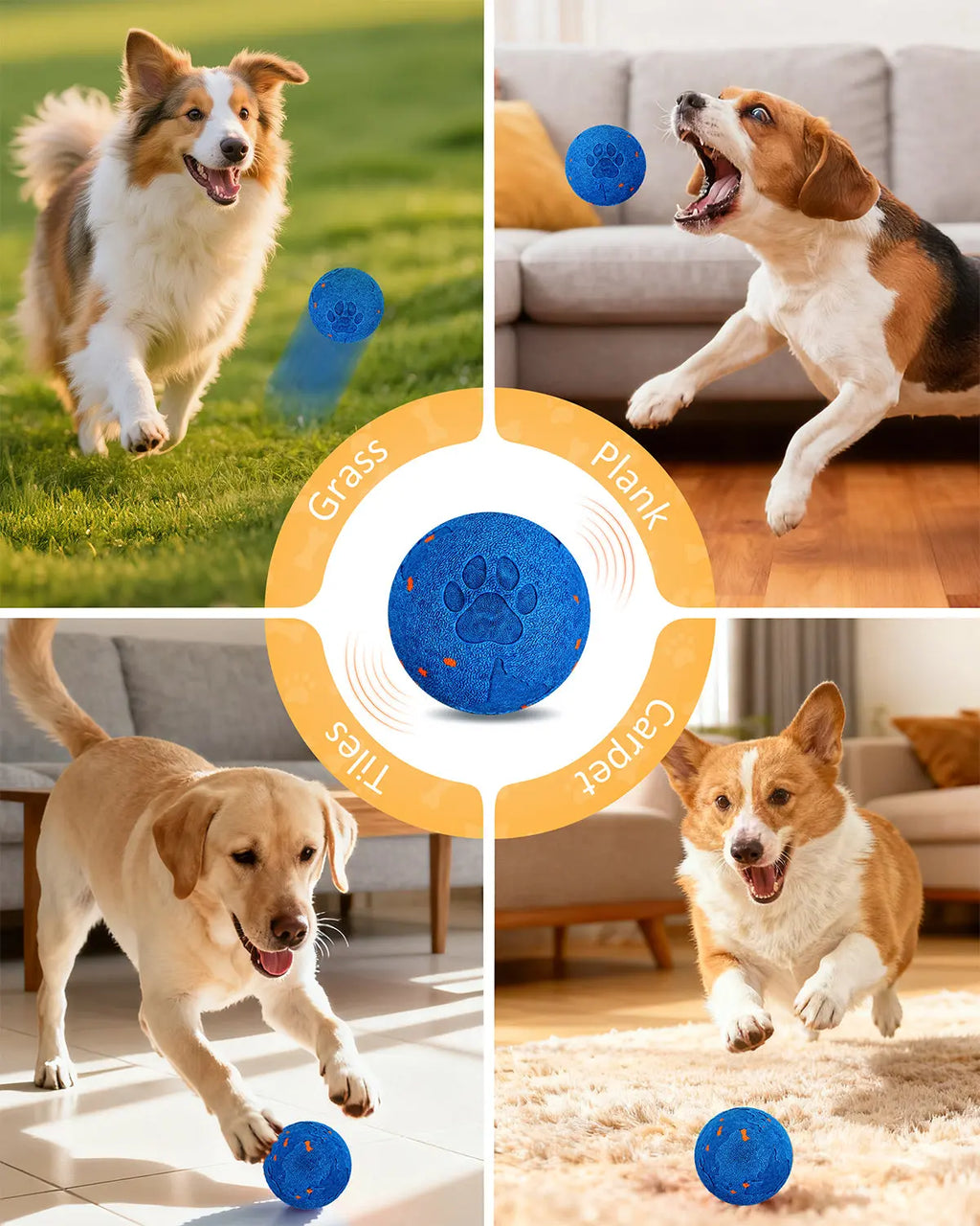 Smart Interactive Rolling Dog Ball with Auto Movement, 2 Play Modes & Smart Sensor - Durable E-TPU, IP54 Waterproof Pet Toy for Medium and Large Dogs, Low-Noise Design(Blue) bryxkla