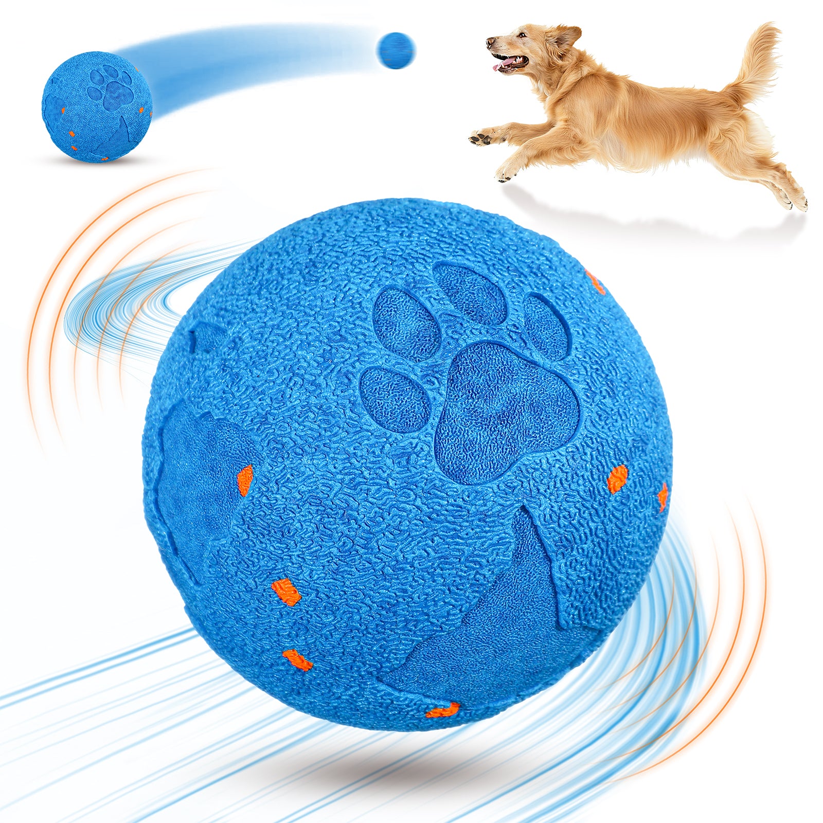 Smart Interactive Rolling Dog Ball with Auto Movement, 2 Play Modes & Smart Sensor - Durable E-TPU, IP54 Waterproof Pet Toy for Medium and Large Dogs, Low-Noise Design(Blue)